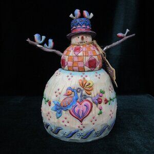 2003 Enesco Jim Shore "Winter's Song" Snowman Birds Statue Figurine